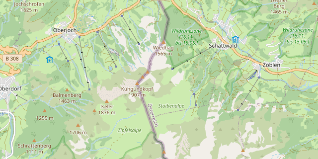 Karte: Schattwald, Österreich